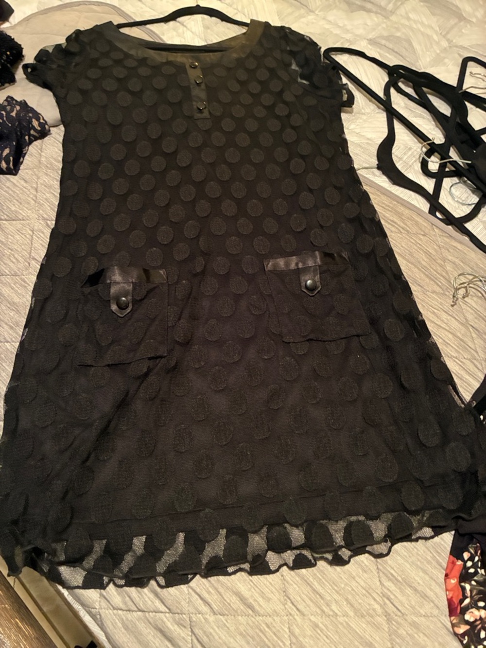 Enfocus Studio Black Textured Dot Pocket Dress